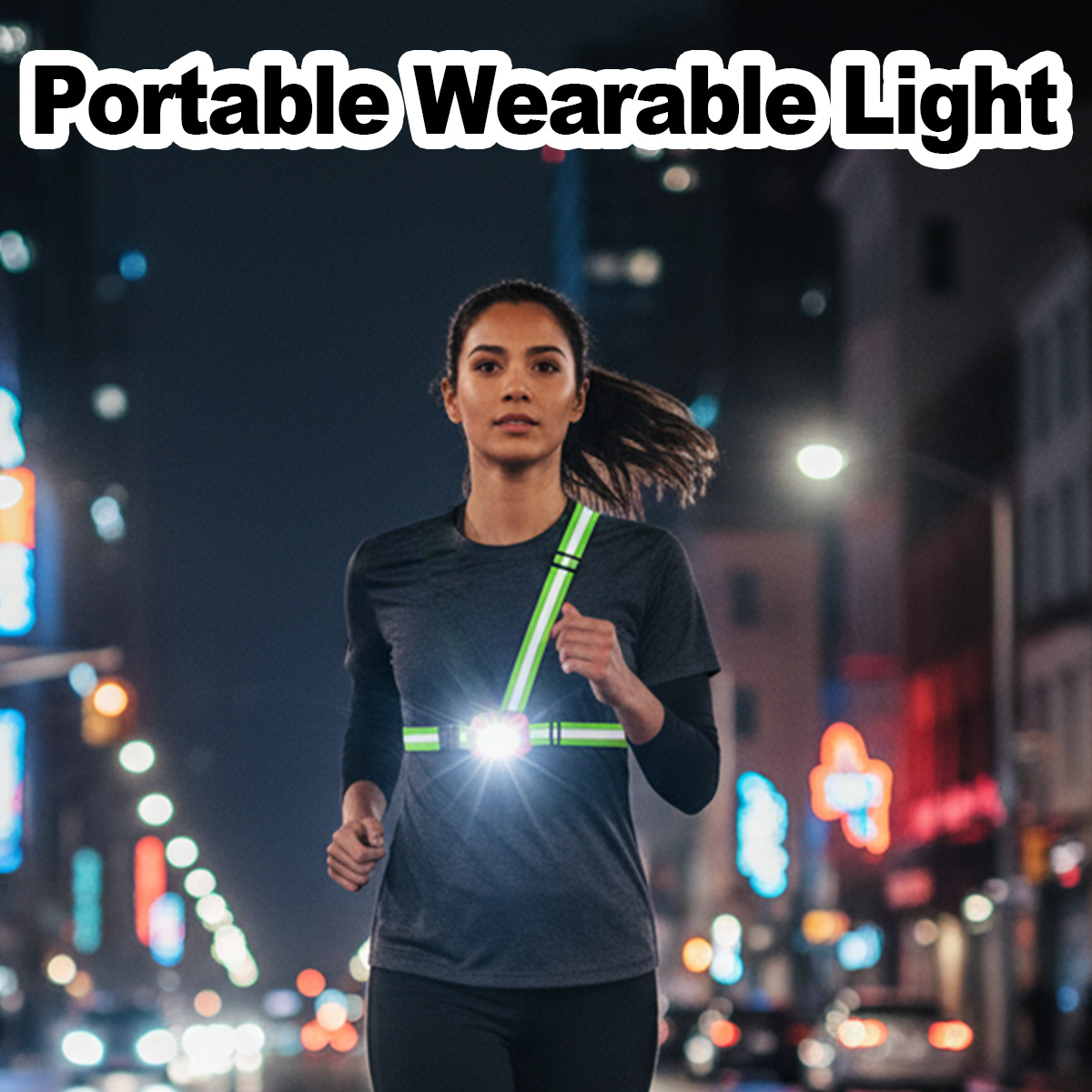 Running Gear Night - ランニングライト USB 充電式防水軽量ウェアラブル懐中電灯チェストランプナイトジョギング反射ベスト登山ギア
