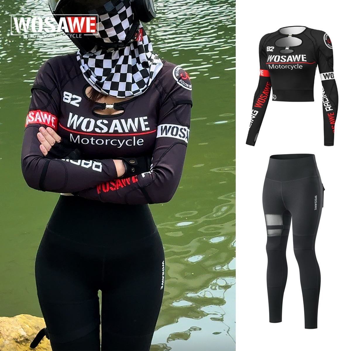Reflective Running Jacket - WOSAWE 夏女性スリムオートバイジャケットパンツセットオートバイソフトで軽いモトクロス服ランニング女性スポーツウェア