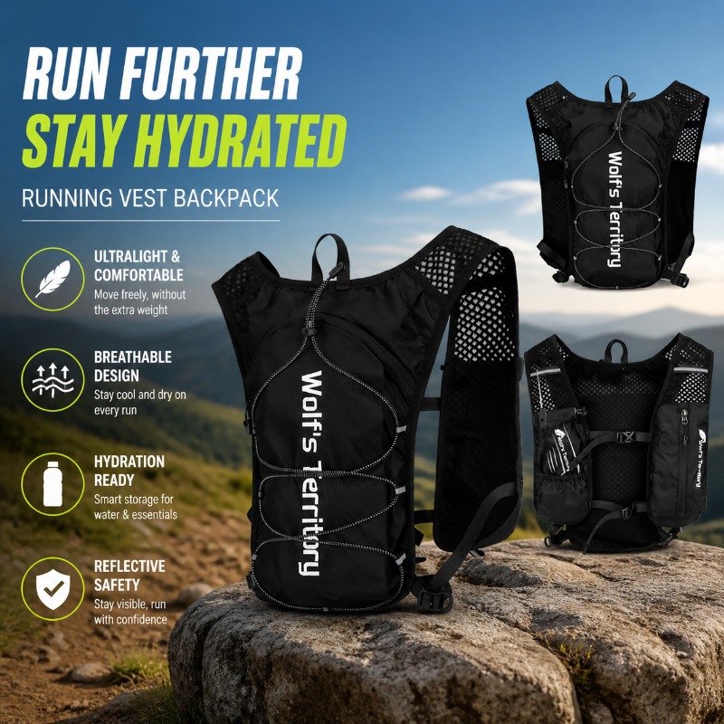 Reflective Running Jacket - ランニングベストバックパック マラソンハイドレーティングバックパック 超軽量通気性反射材付きトレイルウォーターボトル収納ランニングバックパック