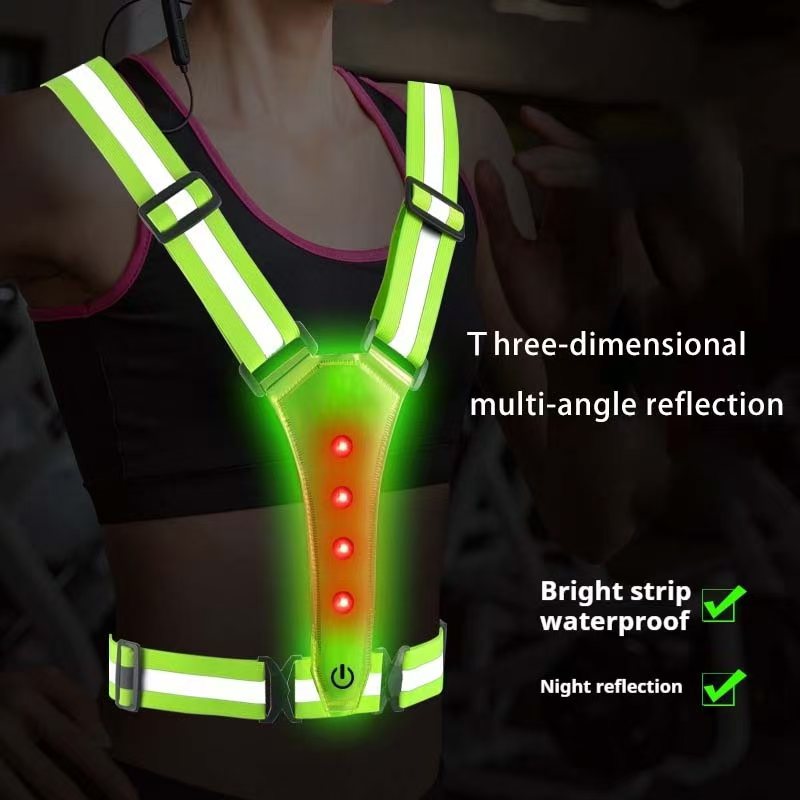 Reflective Running Jacket - LED ランニングベスト反射発光リフレクターストラップ高サイクリング視認性夜間ランニング乗馬服弾性バンド