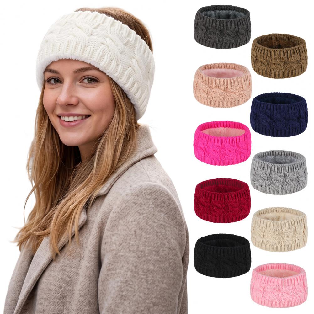 Running Gear In Winter - 女性用冬のランニングウェア：女性用ニットヘッドバンド、フリース裏地付きの防寒ヘアバンド、暖かく快適なイヤーマフ。