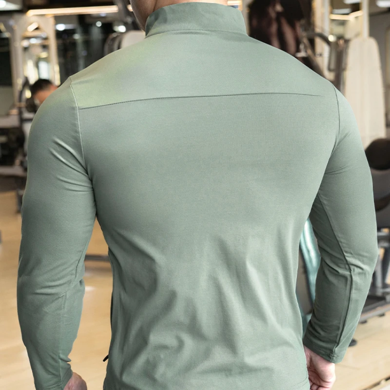 速乾性服男性秋スポーツ Tシャツスタンドネックルーズ長袖屋外 - Running Gear Jacket のレビューと価格