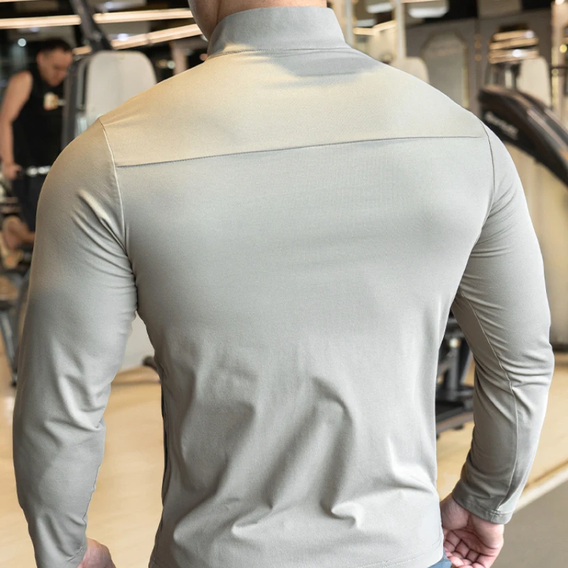 速乾性服男性秋スポーツ Tシャツスタンドネックルーズ長袖屋外 - Running Gear Jacket のレビューと価格
