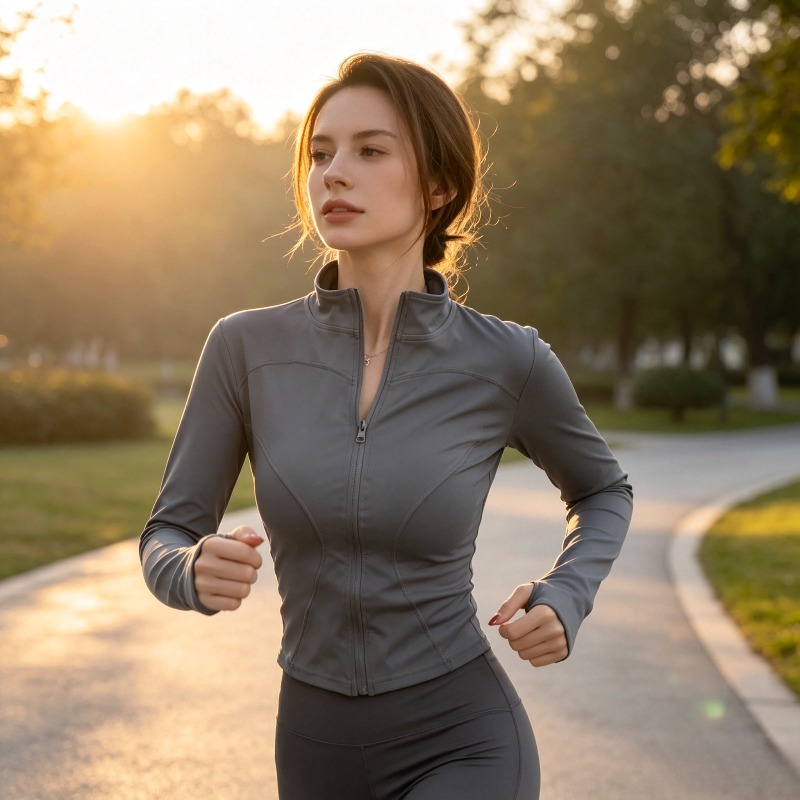 女性用スリムフィットヨガジャケット、タイトフィットネス長袖ラ - Reflective Running Jacket のレビューと価格