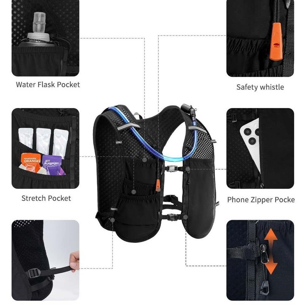 メンズランニングベストハイドレーションパック、調節可能なチェ - Running Gear Hydration のレビューと価格