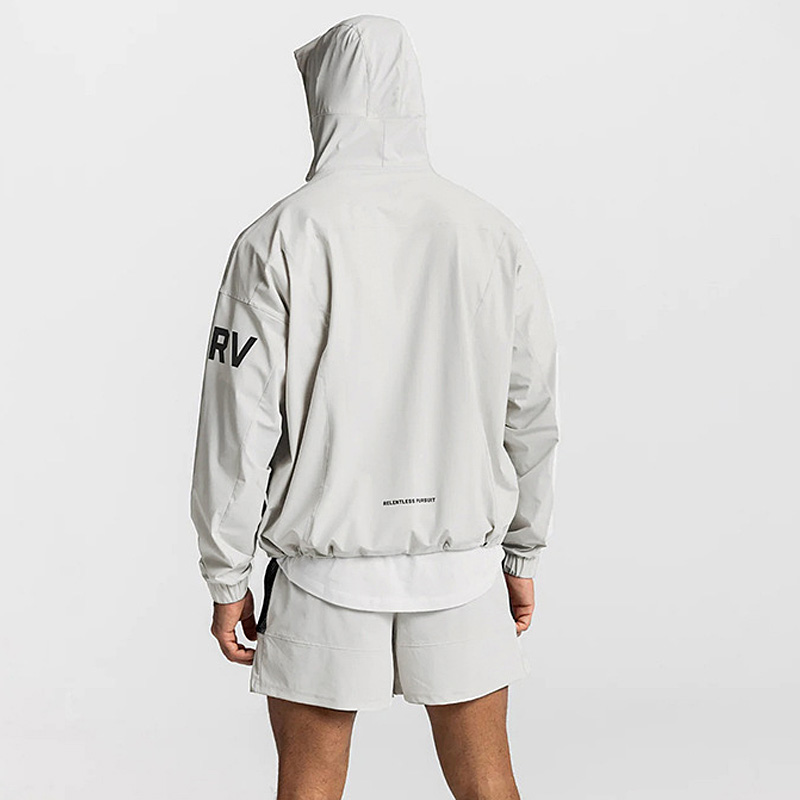 メンズフード付き防風ランニングジャケット軽量スポーツコートフ - Running Gear Jacket のレビューと価格