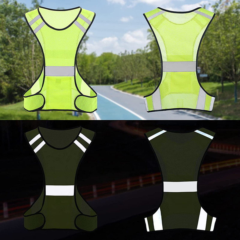 視認性蛍光メッシュ反射安全ベスト通気性軽量保護ベスト夜間ラン - Reflective Running Jacket のレビューと価格