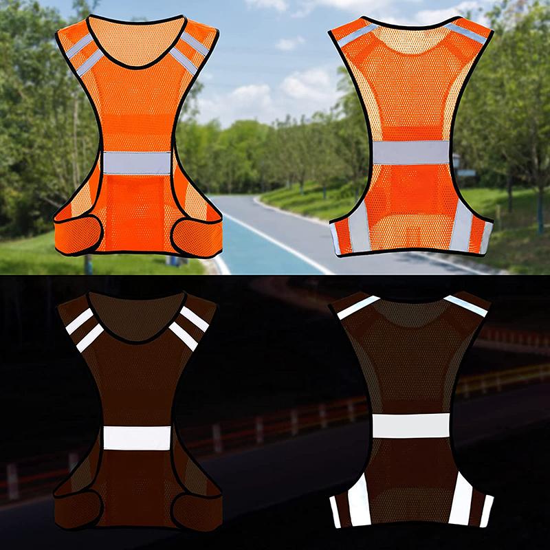 視認性蛍光メッシュ反射安全ベスト通気性軽量保護ベスト夜間ラン - Reflective Running Jacket のレビューと価格