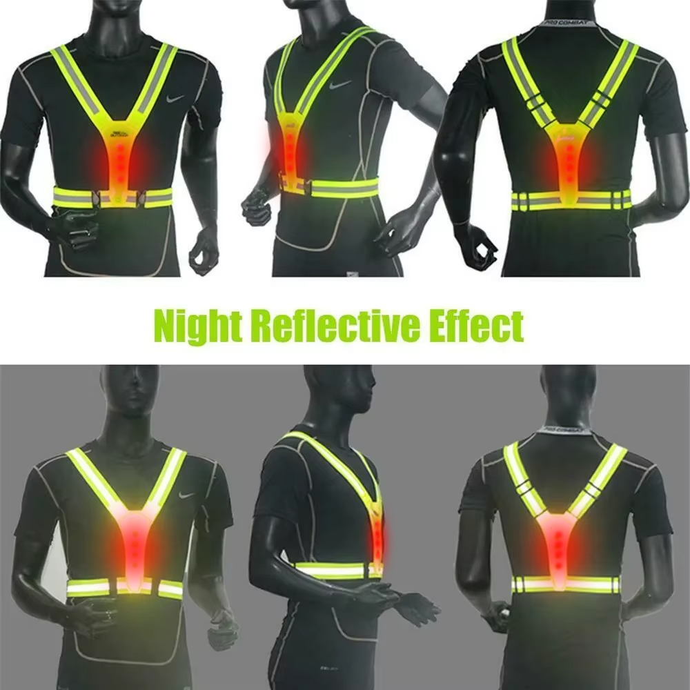 LED ランニングベスト反射発光リフレクターストラップ高サイ - Reflective Running Jacket のレビューと価格