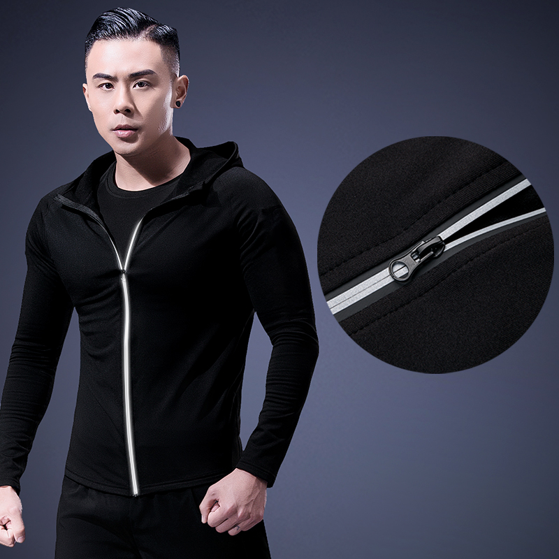 メンズ 春秋用 タイトコンプレッション フード付きジャケット - Running Gear Jacket のレビューと価格